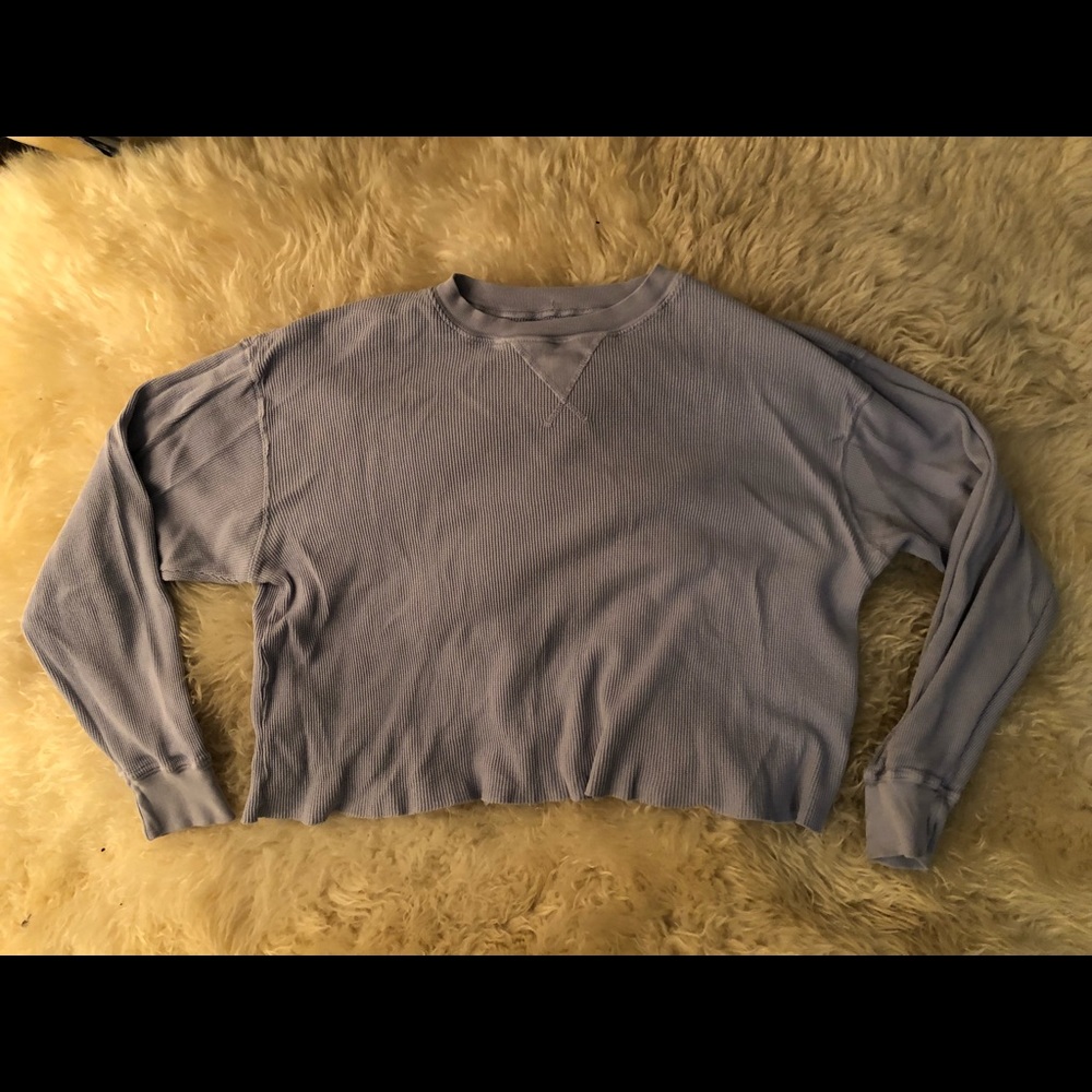 Brandy Melville Waffle Knit Cropped Shirt